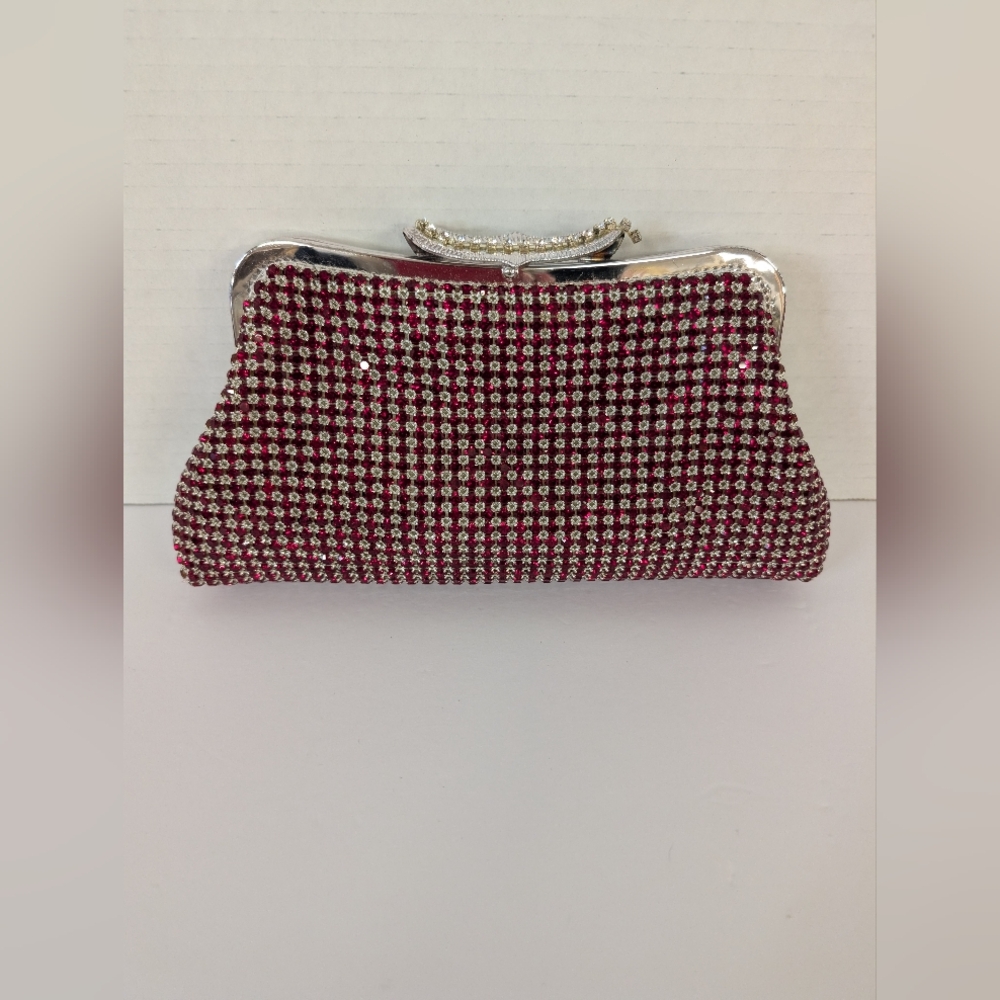 Bag Evening Clutch Red Crystal Rhinestone Evening Chain Handle